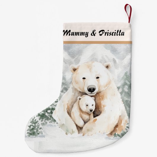 Kerst Schattige Ouder en Kind Polar Beer Kleine Kerstsok (Achterkant)