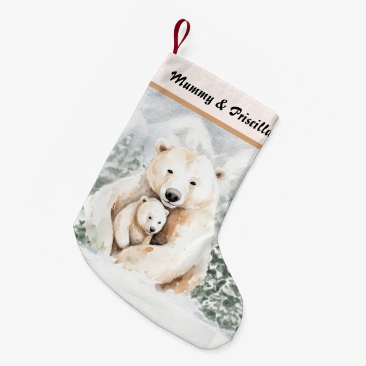 Kerst Schattige Ouder en Kind Polar Beer Kleine Kerstsok (Voorkant (Hangend))