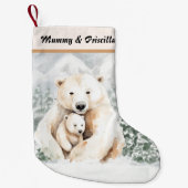 Kerst Schattige Ouder en Kind Polar Beer Kleine Kerstsok (Voorkant)