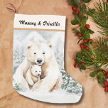 Kerst Schattige Ouder en Kind Polar Beer Kleine Kerstsok<br><div class="desc">Family Fun in a Winter ONEderland – Maak deze kerst magisch met een kous die de vreugde van het gezin vangt! Dit schattige ontwerp toont twee polaire beren - ouder en kind - die op een slee door een besneeuwd bos glijden. Voeg met eenvoudige aanpassingen een naam toe aan de...</div>