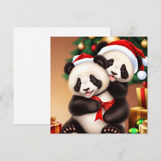 Kerst schattige panda Vakantie Kaart (Voorkant / Achterkant)