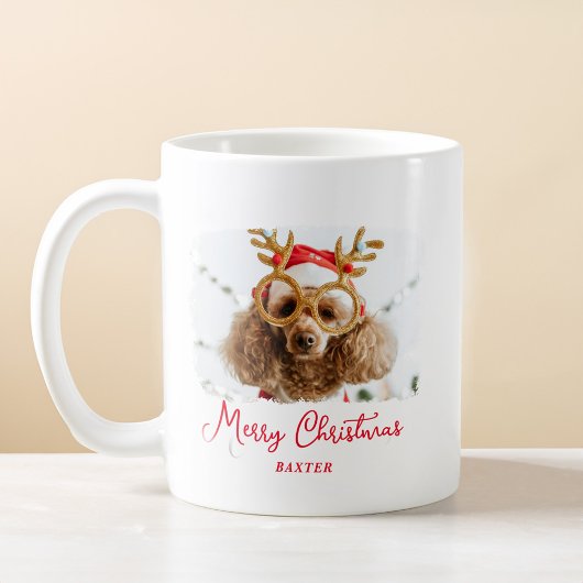 Kerst Schattige Pet Funny Puppy Naughty Dog Foto Koffiemok