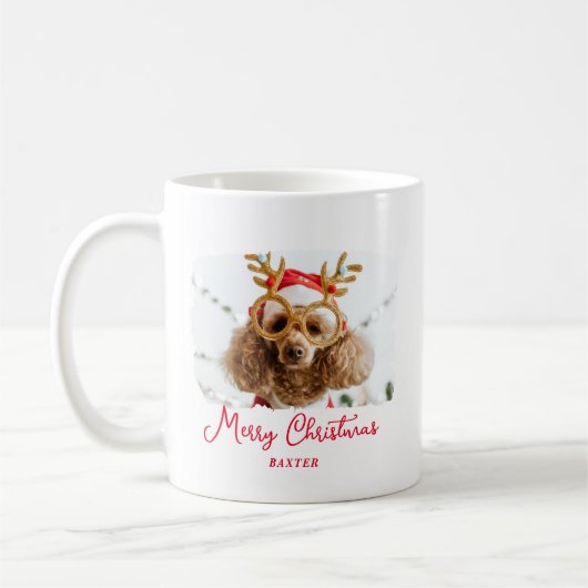 Kerst Schattige Pet Funny Puppy Naughty Dog Foto Koffiemok (Links)