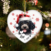 Kerst Schattige poedelhond gepersonaliseerd Keramisch Ornament