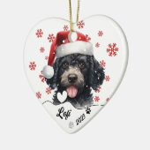 Kerst Schattige poedelhond gepersonaliseerd Keramisch Ornament (Links)