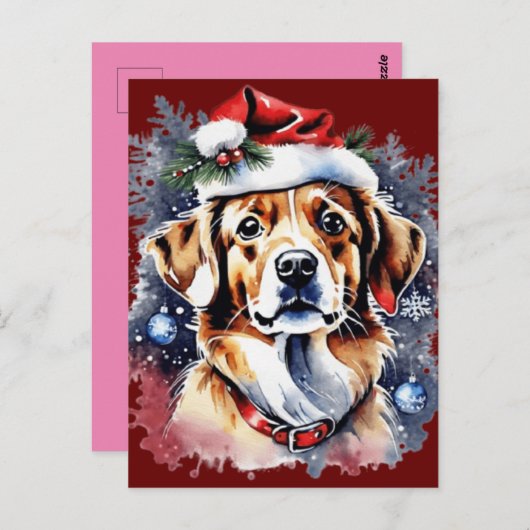 Kerst schattige puppy briefkaart (Voorkant / Achterkant)