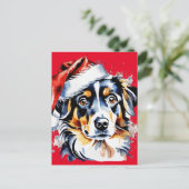 Kerst schattige puppy feestdagenkaart (Staand voorkant)