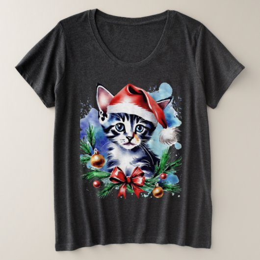 Kerst schattige puppy grote maat t-shirt (Design voorkant)