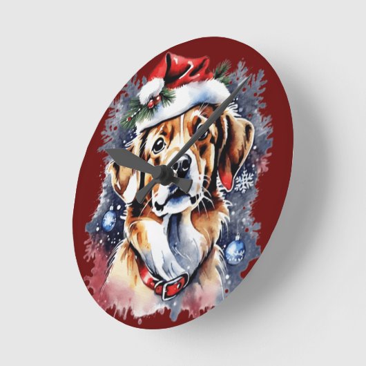 Kerst schattige puppy ronde klok (Hoek)