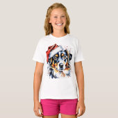 Kerst schattige puppy t-shirt (Voorkant volledig)