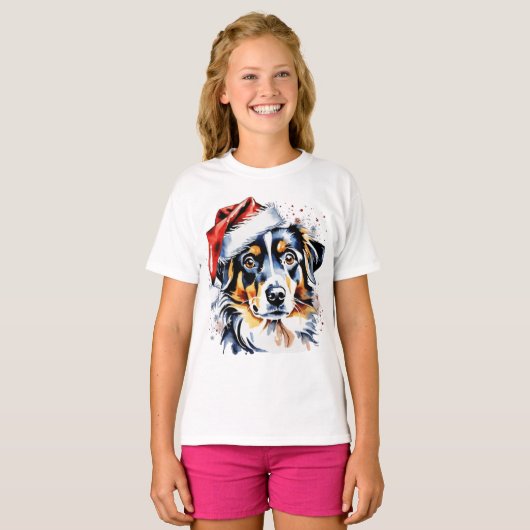 Kerst schattige puppy t-shirt (Voorkant volledig)
