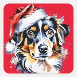 Kerst schattige puppy vierkante sticker