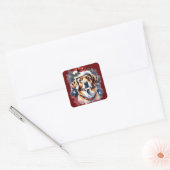 Kerst schattige puppy vierkante sticker (Envelop)