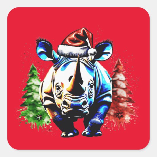 Kerst schattige puppy vierkante sticker (Voorkant)