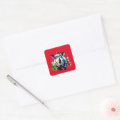 Kerst schattige puppy vierkante sticker (Envelop)