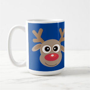 Kerst Schattige Rendier Cartoon Blauw Koffiemok