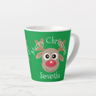 Kerst Schattige Rendier Cartoon Groene Latte Mok