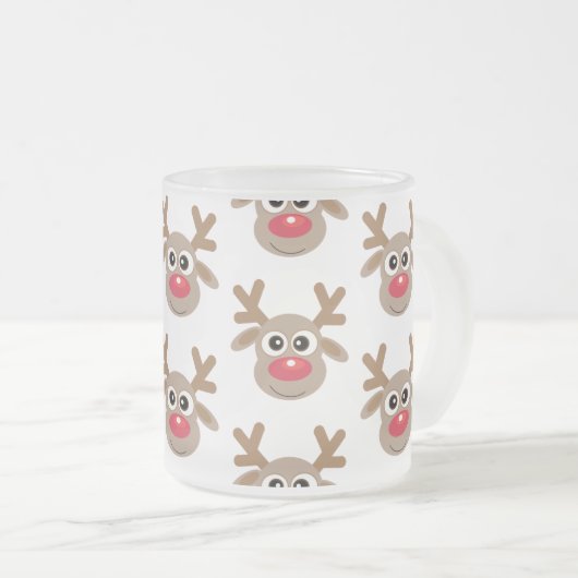 Kerst Schattige rendier Cartoon Pattern Matglas Koffiemok (Voorkant rechts)