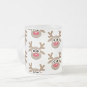 Kerst Schattige rendier Cartoon Pattern Matglas Koffiemok (Voorkant links)