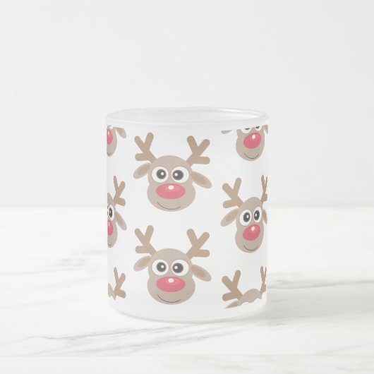 Kerst Schattige rendier Cartoon Pattern Matglas Koffiemok (Center)