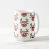 Kerst Schattige rendier Cartoon Pattern Wit Koffiemok (Voorkant rechts)