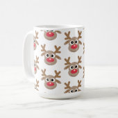 Kerst Schattige rendier Cartoon Pattern Wit Koffiemok (Voorkant links)