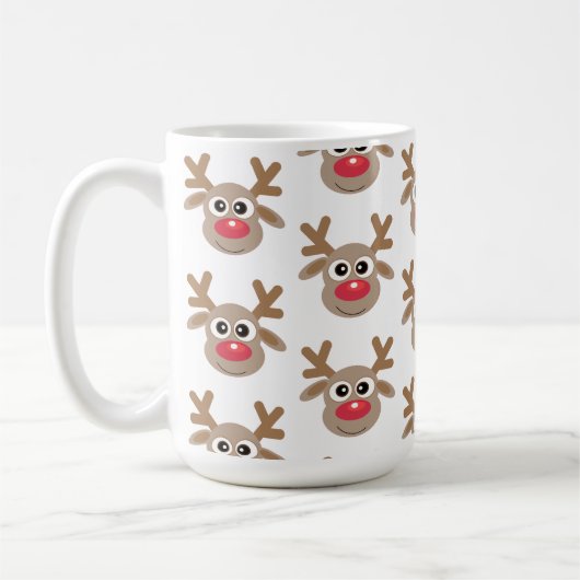 Kerst Schattige rendier Cartoon Pattern Wit Koffiemok (Links)