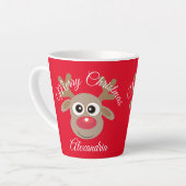 Kerst Schattige rendier Cartoon rood Latte Mok (Linkerhoek)