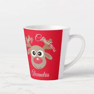 Kerst Schattige rendier Cartoon rood Latte Mok