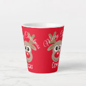 Kerst Schattige rendier Cartoon rood Latte Mok (Voorkant)