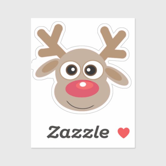 Kerst Schattige rendier Cartoon rood script type Sticker (Vel)
