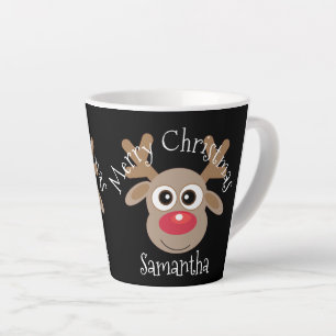 Kerst Schattige rendier Cartoon zwart latte Mok