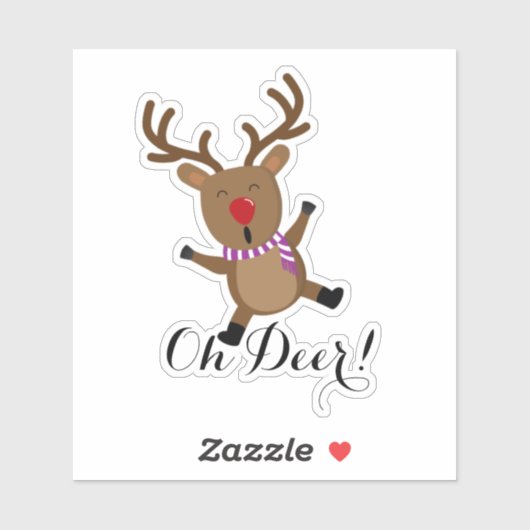 Kerst Schattige rendier ID854 Sticker (Vel)