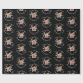 Kerst Schattige Rendier Script Sneeuwvlok Zwart Cadeaupapier (Vlak)