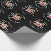 Kerst Schattige Rendier Script Sneeuwvlok Zwart Cadeaupapier (Hoek)