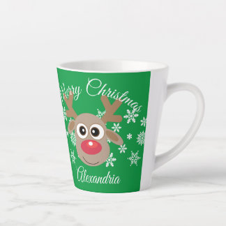 Kerst Schattige Rendier Script Sneeuwvlokken Groen Latte Mok