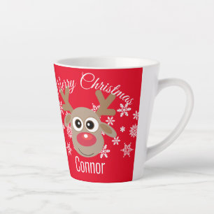 Kerst Schattige Rendier Script Type Sneeuwvlok Roo Latte Mok