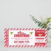 Kerst Schattige rendier ticket, cadeau Kaart / vou (Staand voorkant)