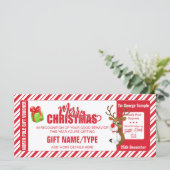 Kerst Schattige rendier ticket, cadeau Kaart / vou (Staand voorkant)