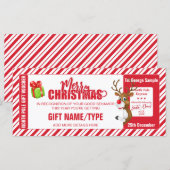 Kerst Schattige rendier ticket, cadeau Kaart / vou (Voorkant / Achterkant)