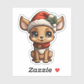 Kerst Schattige rendieren dragen kerstmuts Sticker (Vel)