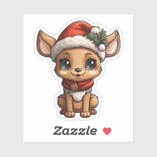 Kerst Schattige rendieren dragen kerstmuts Sticker (Vel)