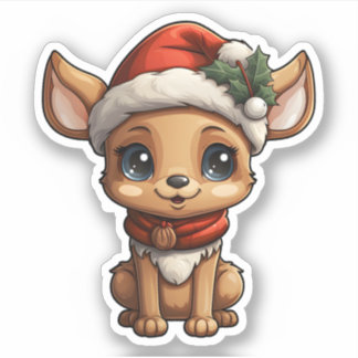 Kerst Schattige rendieren dragen kerstmuts Sticker