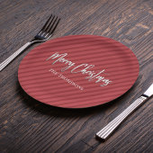 Kerst Schattige Rood Whimsical Gestreepte Kalligra Papieren Bordje