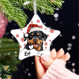 Kerst Schattige Rottweiler Dog gepersonaliseerd Keramisch Ornament