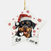 Kerst Schattige Rottweiler Dog gepersonaliseerd Keramisch Ornament (Voorkant)