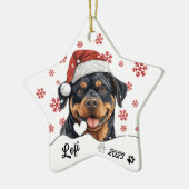 Kerst Schattige Rottweiler Dog gepersonaliseerd Keramisch Ornament (Links)