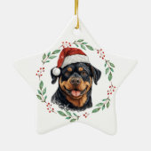 Kerst Schattige Rottweiler Dog gepersonaliseerd Keramisch Ornament (Achterkant)