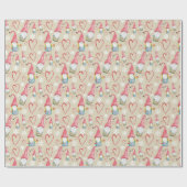 Kerst Schattige Roze Gnome Waterverf Cadeaupapier (Vlak)