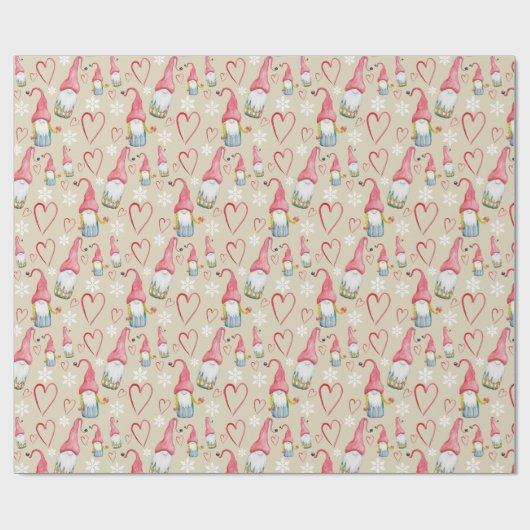Kerst Schattige Roze Gnome Waterverf Cadeaupapier (Vlak)